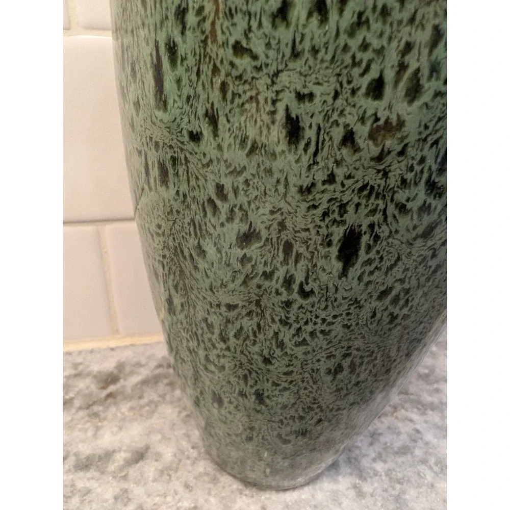 Bluish/Green With‎ Black Accent 10in Vase With Handles